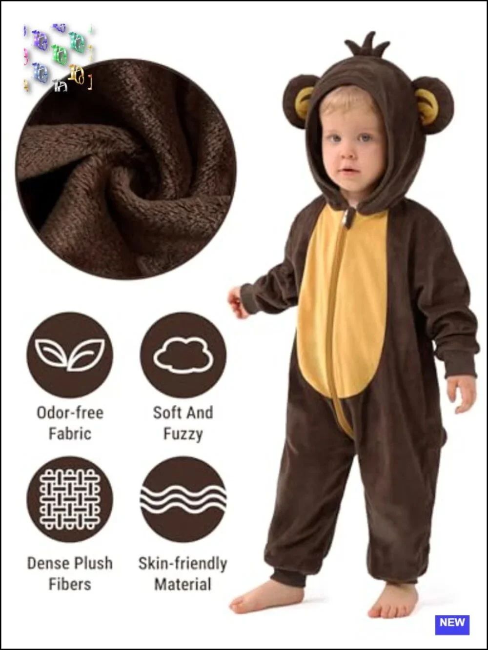 Halloween Baby Monkey Costume Hooded Jumpsuit Toddler Cosplay
